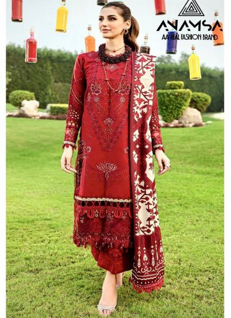 Anamsa 412 Rayon Cotton Embroidery Pakistani Suits Wholesale Clothing Suppliers In India Catalog